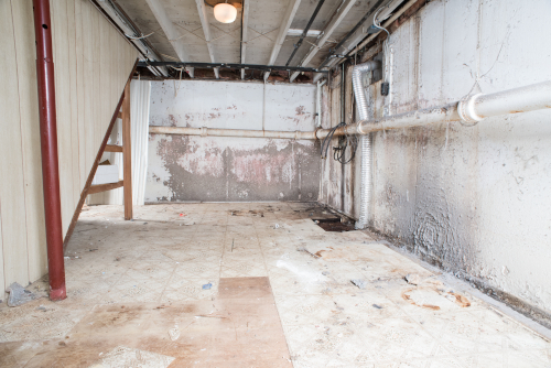 Before Basement Waterproofing in Vancouver Island