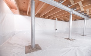 Crawl space structural support jacks installed in Cobble Hill