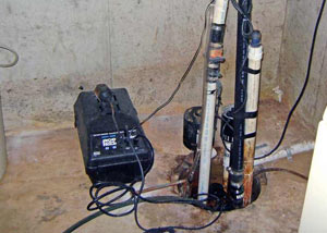 Pedestal sump pump system installed in a home in Sooke