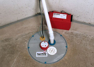 A sump pump system with a battery backup system installed in Nanoose Bay