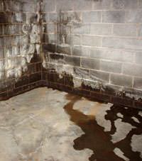 Water seeping through a concrete wall in a Qualicum Beach basement