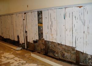 A wet, flooded finished basement in Qualicum Beach