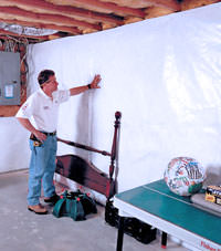 Plastic 20-mil vapor barrier for dirt basements, Esquimalt, British Columbia installation